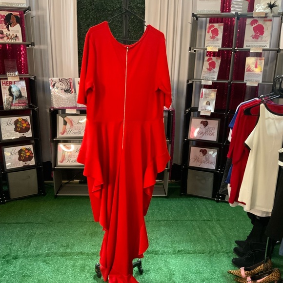 Ashley Stewart Vibrant Red Layered Peplum Maxi Dress - Picture 2 of 2